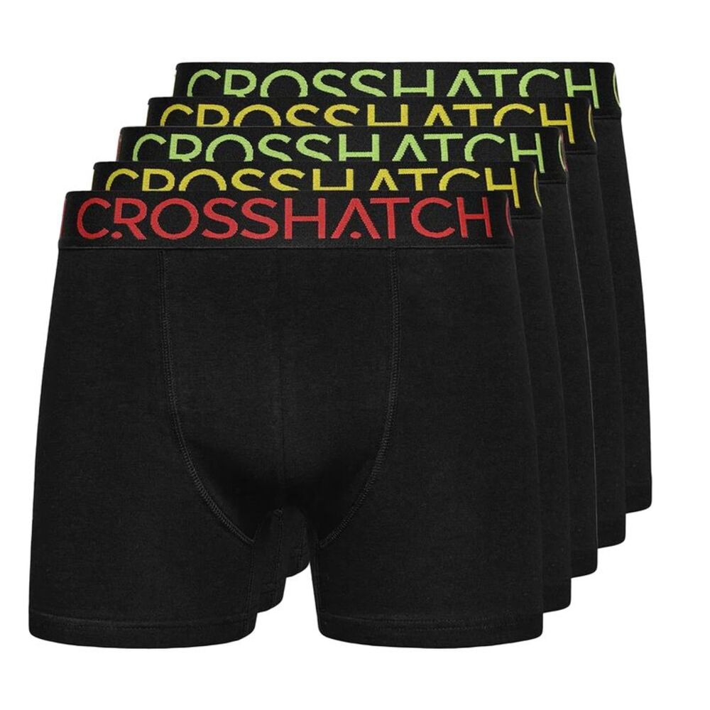 Crosshatch Mens Chasma Boxer Shorts (Pack of 5) / Black